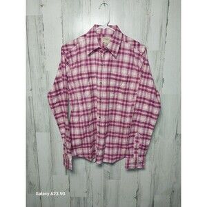 NWT CANYON GUIDE OUTFITTERS Women Pink Plaid Flannel Long Sleeve Shirt SZ  Med